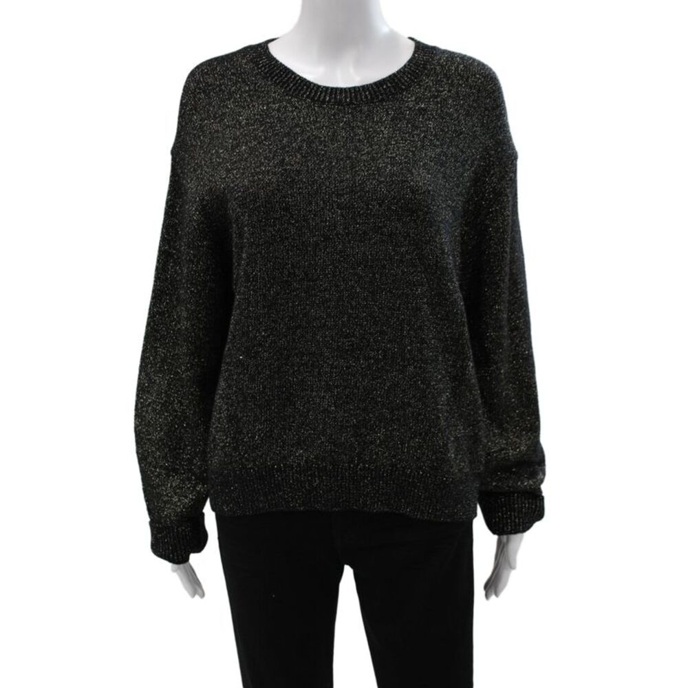 Velvet Unisex Pullover Sweater Black Crew Neck Long Sleeve Size S